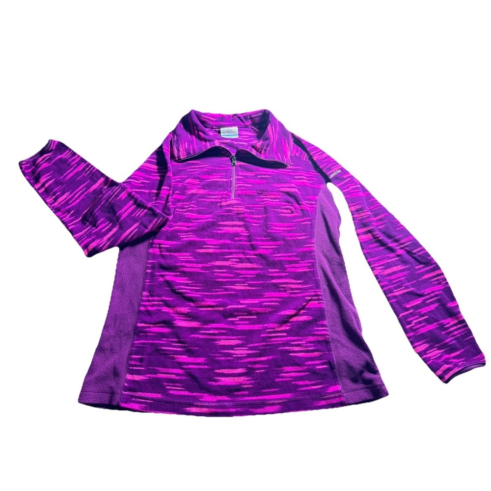 Columbia Womens Purple Space Dye Quarter Zip Fleece Pullover Jacket Large Warm